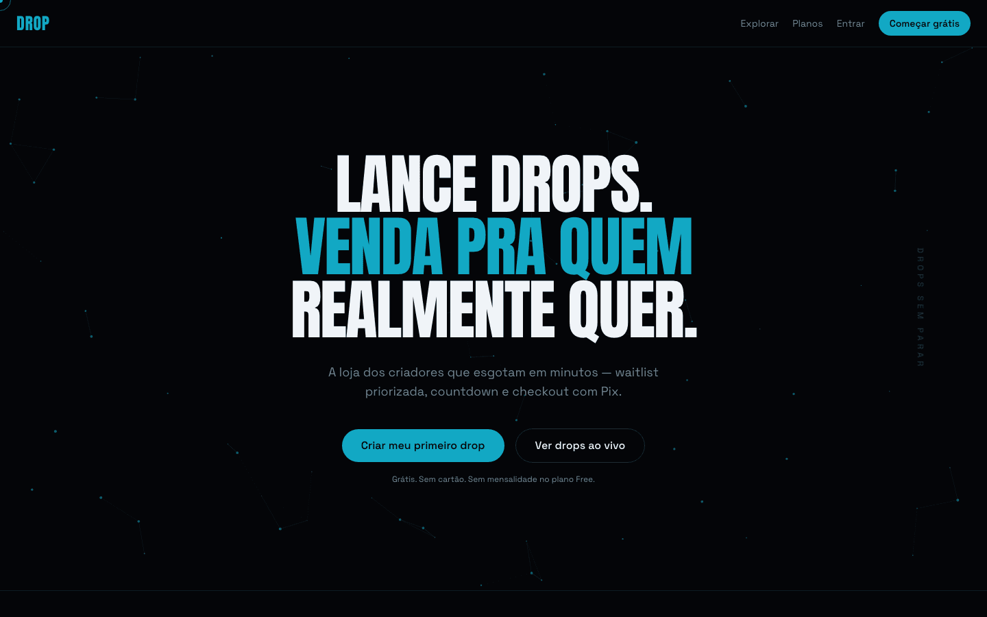 Dark landing with display typography and animated hero