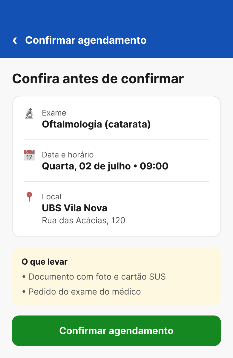 Confirmar agendamento